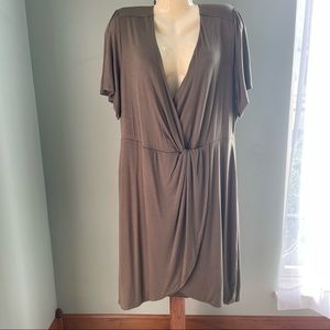 NWT Rebel Wilson x Angels Olive Green Faux Wrap Midi Dress 1X